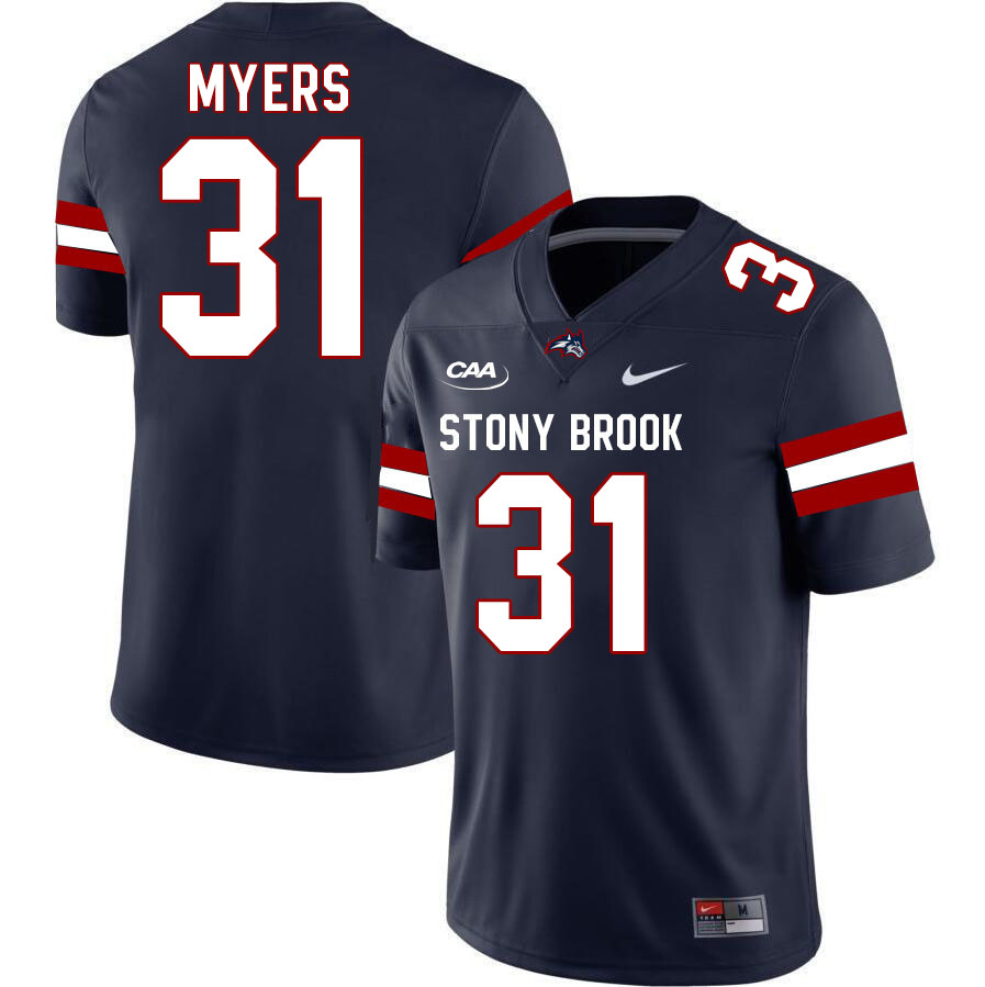 Stony Brook Seawolves #31 Saieed Myers College Football Jerseys Stitched Sale-Navy